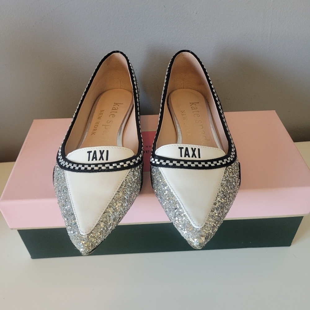 Kate Spade Gogo Glitter Taxi Flats, VGUC, Size 5.5 - Picture 2 of 13